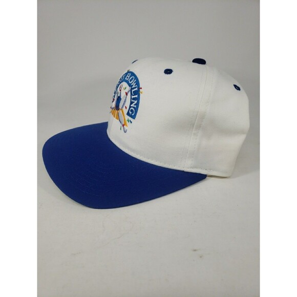 Vintage Merit Bowling Trucker Hat Embroidered Blue White Snapback NOS Pins Ball - Picture 4 of 14